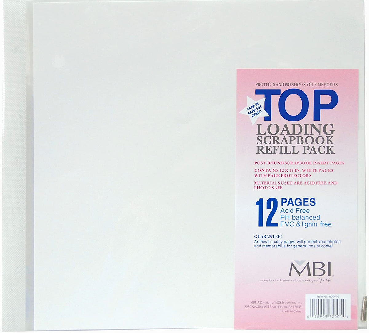 MCS 12x12 Inch Scrapbook Expansion Page Refills, 6 Count (899676